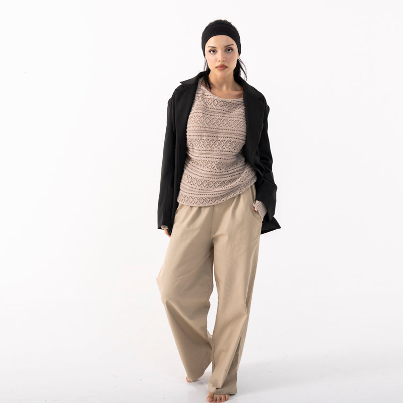 Set of 2 - Oversized Collared Blazer with wool sweater