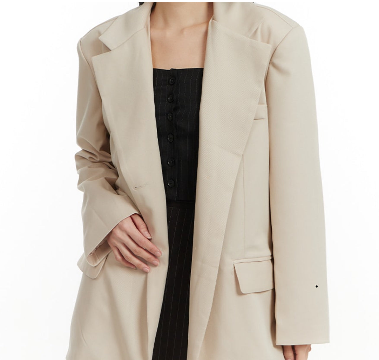 Set of 2 - Oversized Collared Blazer with wool sweater
