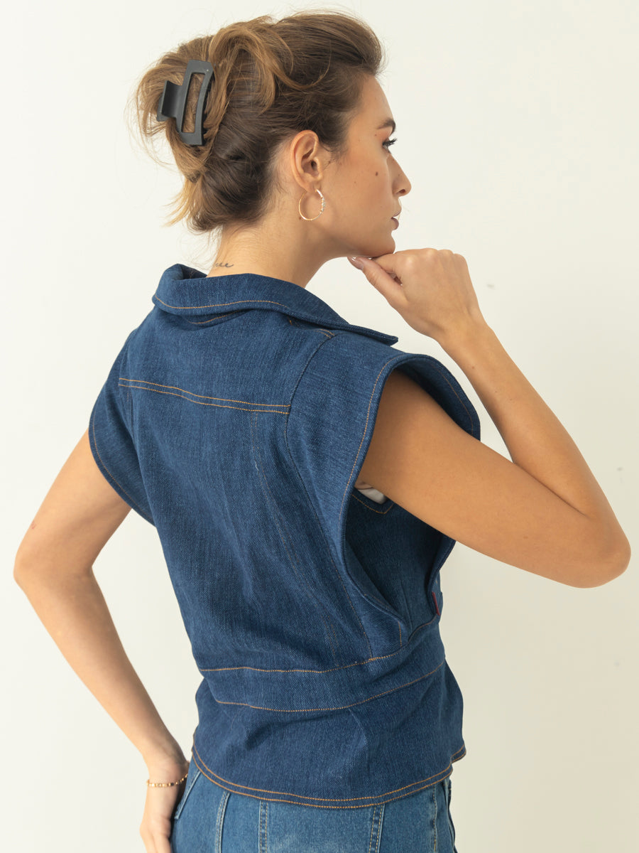 Denim elegant vest