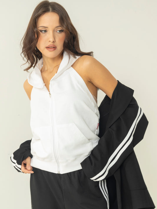 Zip-Up Hoodie Sleeveless Top