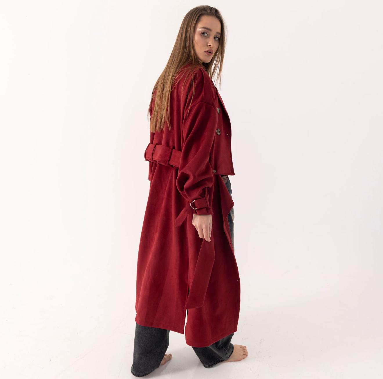 velvet trench coat - Convertible Style
