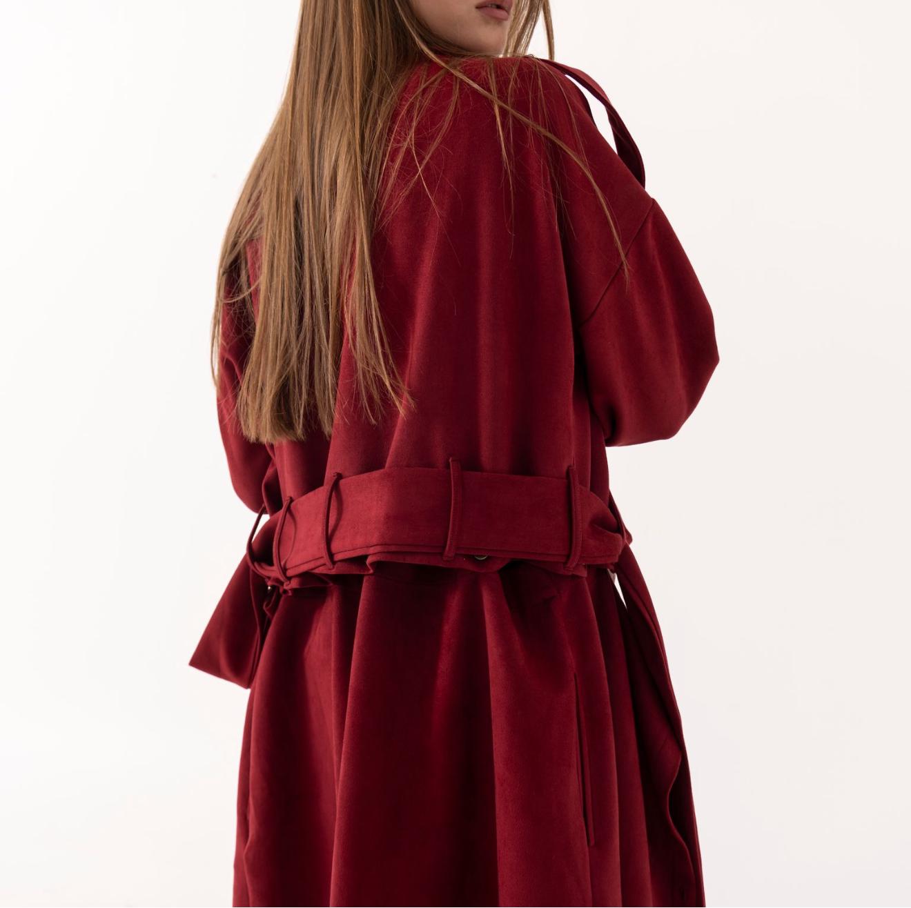 velvet trench coat - Convertible Style