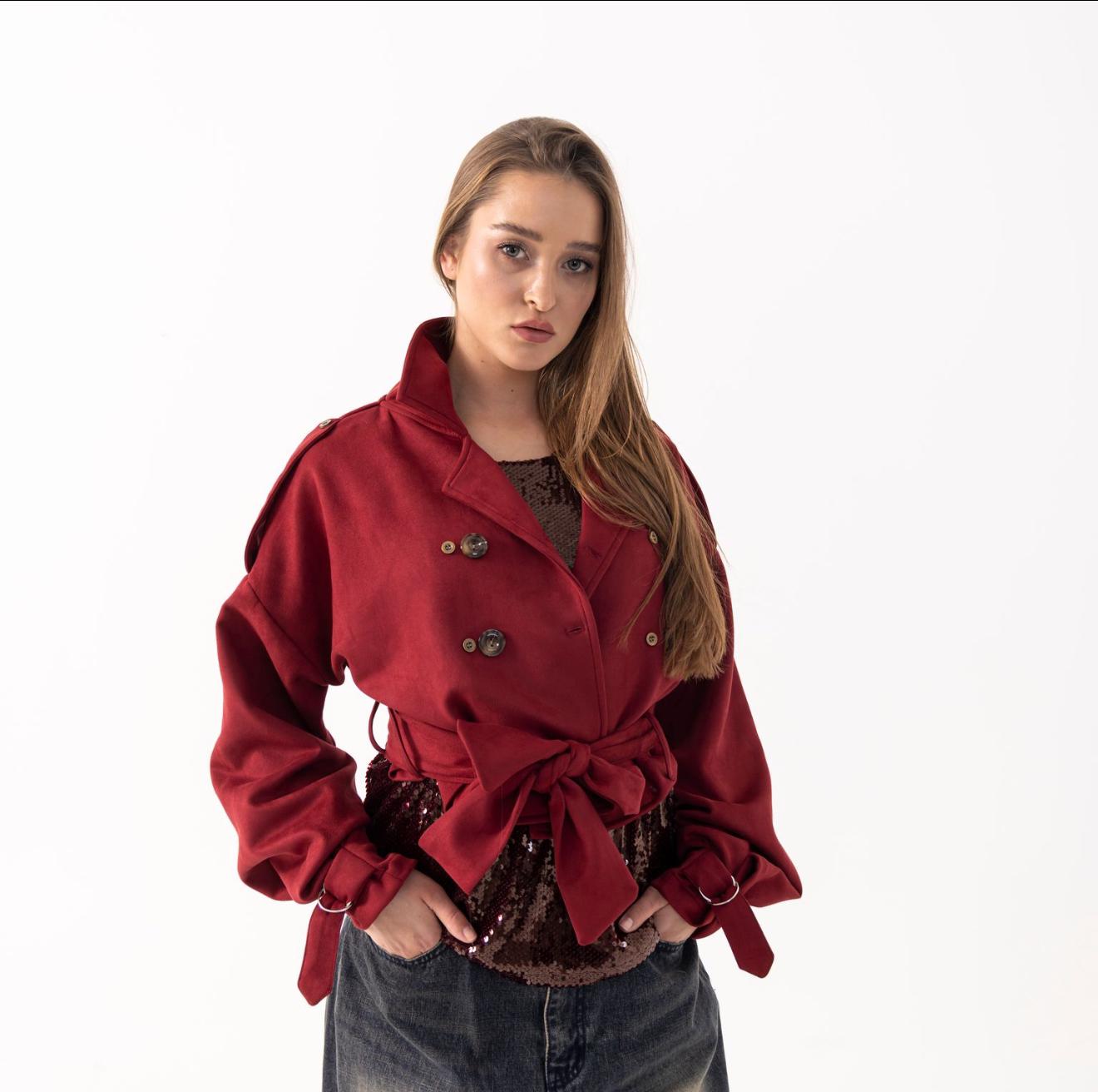 velvet trench coat - Convertible Style
